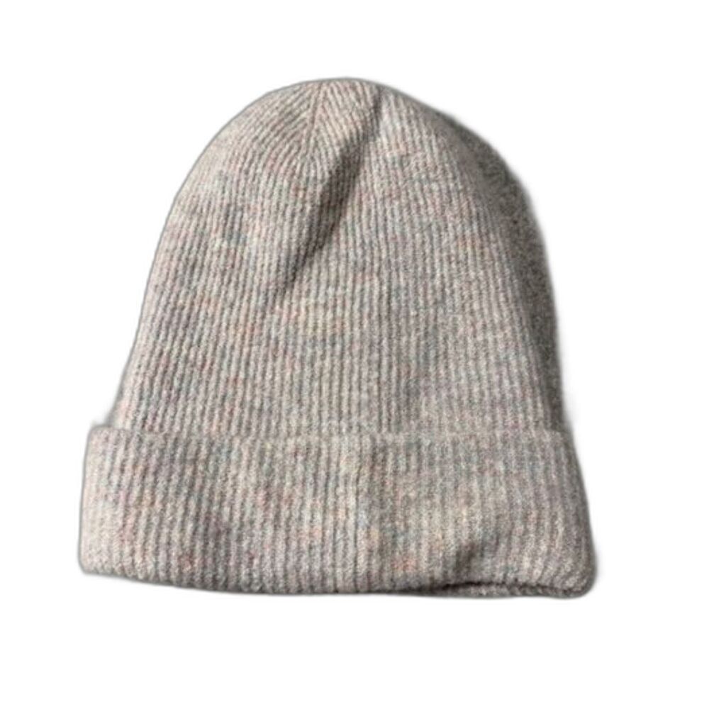 J.Crew NWT Wool Alpaca Blend Knit Beanie Hat One Size Gray Ribbed Winter